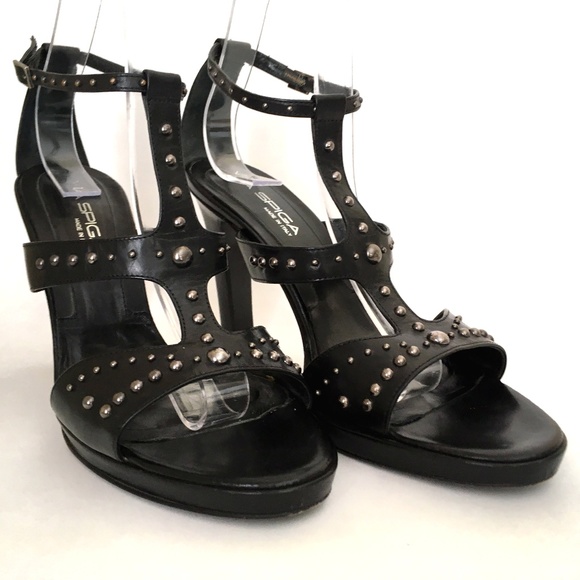 Via Spiga Shoes - Via Spiga T-Strappy Studded Leather Sandal Heel 9